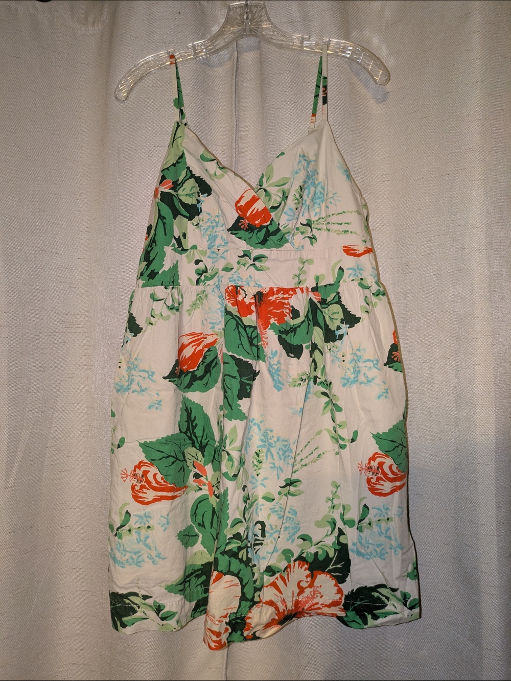 Tommy Hilfiger White Floral Mini Dress with Green and Orange Print